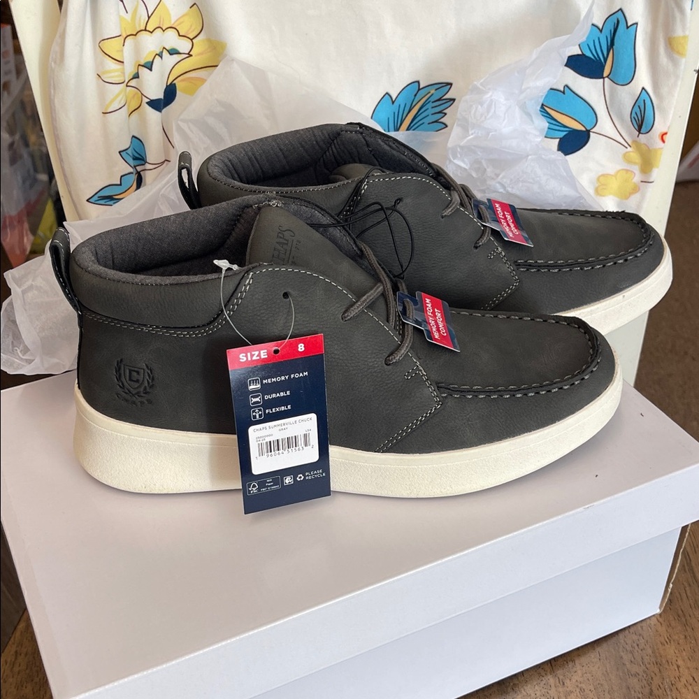 Chaps Men's Chukka Boots in Gray with White Sole